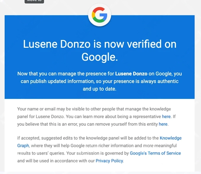 Google artist verification example